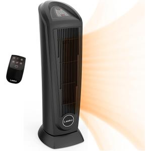 Lasko Portable Oscillating Indoor Electric Ceramic Tower Space Heater with Tip-Over Safety Switch, Overheat Protection, Timer and Remote Control, Safe for Home, 22.5 Inches,1500W, 751321, Black