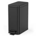 Cesun Bathroom Trash Can with Lid, 2.6 Gallon Small Black Bathroom Garbage Can Soft Close, Stainless Steel Waste Basket with Step Pedal for Bedroom, Laundry Room, Living Room, Home Office, Toilet, RV