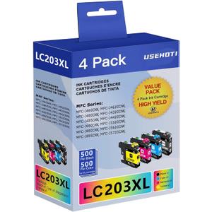 LC203XL Ink Compatible for Brother LC203 Ink Cartridges Work with Brother MFC-J480DW MFC-J880DW MFC-J4420DW MFC-J680DW Printer (Black Cyan Magenta Yellow, 4 Pack)