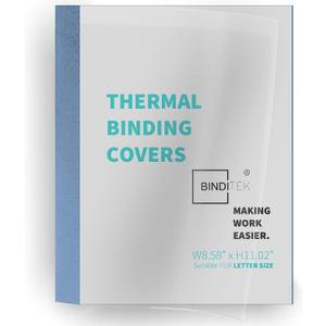 10 Pack Thermal Binding Presentation Covers, 1/8 Inch Spine, Holds 30 Sheets, Ultra Clear Front Cover, Blue Paper Back Cover, Letter Size, for Students and Coworkers