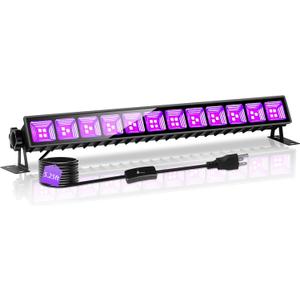 42W Black Light Bar with 5.25ft Cord and Switch, Light Up 23x23ft, Waterproof 40 LEDs Blacklights for Glow Party, Halloween Decor, Body Paint, Bedroom, Classroom 1 Pack