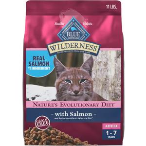 Blue Buffalo Wilderness Natural High Protein, Grain Free Dry Food for Adult Cats, Salmon, 11-lb Bag