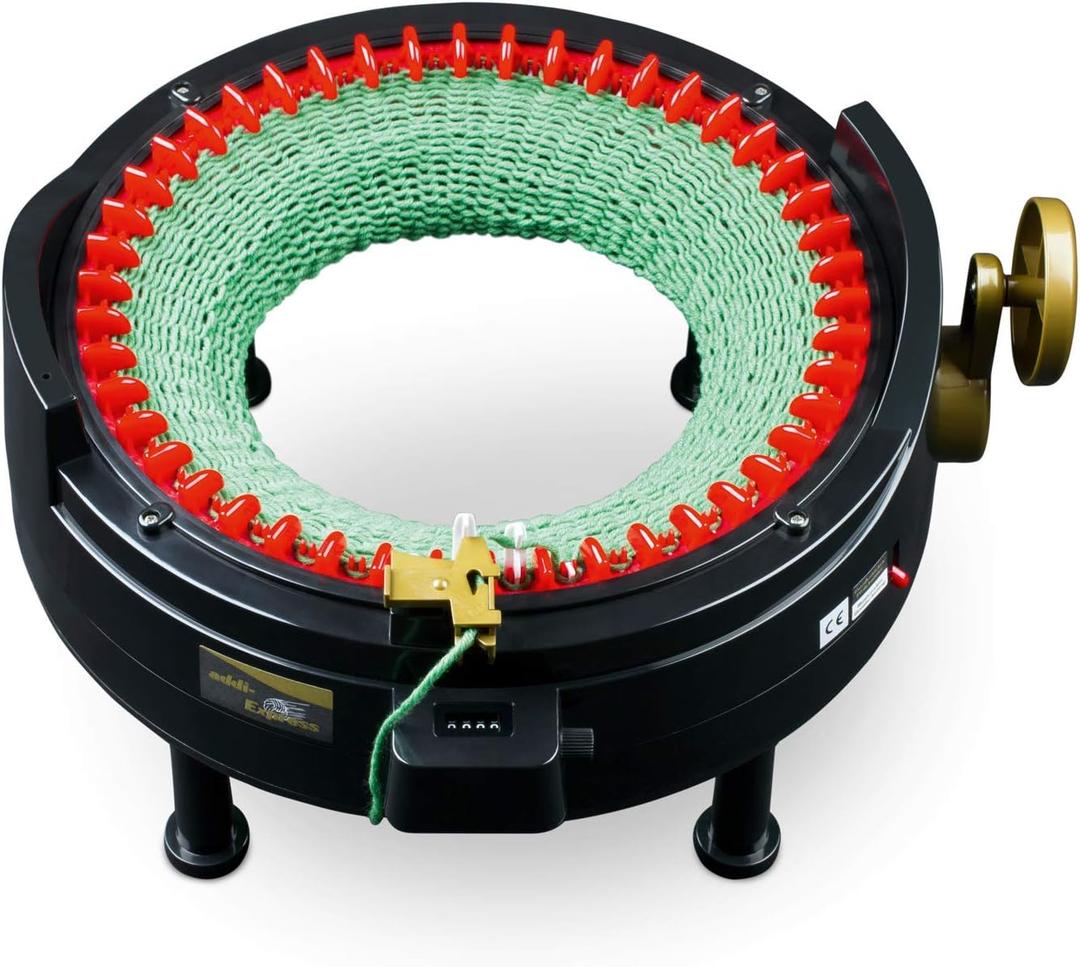 addiExpress King Size Knitting Machine, 46 Needles Circle Knit Loom Machine with Row Counter and Hand Crank, Black, 17.7 Inch