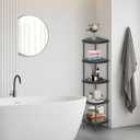 Qupui 5 Tier Corner Shelf Stand, Tall Display Rack Multipurpose Shelving Unit, Storage Home Decor Organizer Shelves for Bedroom Living Room, Black