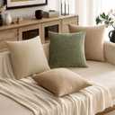 MIULEE Pack of 2 Decorative Throw Pillow Covers Soft Chenille Throw Pillows Solid Textured Cushion Covers for Couch Sofa Bedroom Living Room 22x22 Inch,Starfish Khaki Camel