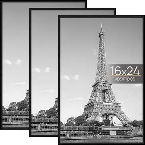 upsimples 16x24 Poster Frame, Easy Slide-In Assembly, Black, 3 Pack
Gallery Wall 16 x 24 Picture Frames Set for Family, Wedding, Christmas, Easy to Change Photos