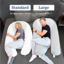 Plufl Hugl Cooling Body Pillow for Adults Made with CloudSupport Fill | U Shaped Maternity Pillows Great for Side Sleepers & Pregnant Women | Washable Cover | Grey