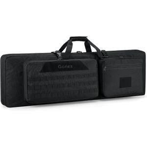 Gonex Double Rifle Case Soft Bag 36"/42'', Tactical Long Gun Backpack with Lockable YKK Zippers, Multi-Pocket Storage, 3-Way Carry, Durable Outdoor Gear Bag (Black)