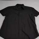 J.VER Men's Short Sleeve Dress Shirts Stretch Stain Shield Casual Button Down Shirts Solid Formal Shirt (Black)