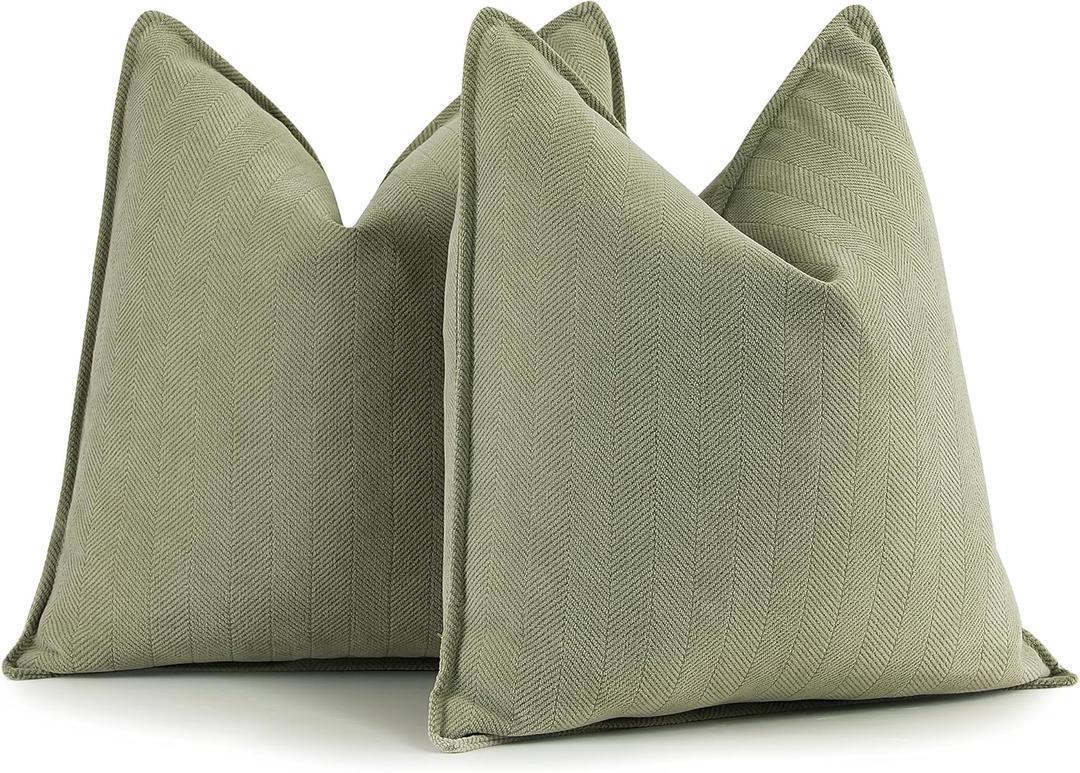ZWJD Sage Green Pillow Covers 26x26 Set of 2 Chenille Throw Pillow Covers with Elegant Design Soft and Luxurious Decorative Throw Pillows for Couch, Bed, and Home Decor (26" x 26" (Pack of 2))