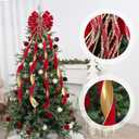 SY Super Bang Velvet Christmas Tree Topper, Red/Gold 48x12 Inch Christmas Bow Tree Topper for Xmas Tree Decorations, for Xmas Ornaments Holiday Home Indoor/Outdoor Wedding Thanksgiving Decor.