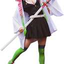 Nuoqi Zentisu Tanjiro Cosplay Adult Giyuu Tomioka Outfit Shinobu Anime Halloween Costume (XX-Large, White)