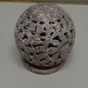 Valentine's Day Gifts Soapstone Votive Tea-Light Holder with Hand Carved on The Side and a Rosette on The Top | Decorative Lantern for Home and Kitchen Decor