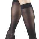 Truform Sheer Compression Stockings, 15-20 mmHg, Women's Knee High Length, Open Toe, 20 Denier, Black, Large