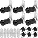 Cam Locks RV Storage Keyed Alike, 1-1/8" Fits 7/8" Max Door Thickness, Compartment Locks for Camper Trailer Cabinet With Keys (Black, 6-Pack)