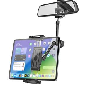 Kolasels Rearview Mirror Tablet Holder for Car [Metal Magic Arm] Universal Metal Clip Rear View Mirror Tablet Mount, Rear View Mirror Phone Holder for 5.5-15.6” iPad Pro/Air/Mini, Galaxy Z, iphone16