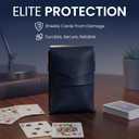 Blue Leather Playing Card Storage Case - Handcrafted Full-Grain Leather Playing Cards Storage Box - Coin Pouch Money Organizer Cases, Fits Poker & Bridge Size Cards, Playing Card Travel Case