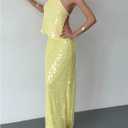 Milumia Women's Sequin Halter Neck Tops Sexy Backless Sleeveless Party Cami Top (L)