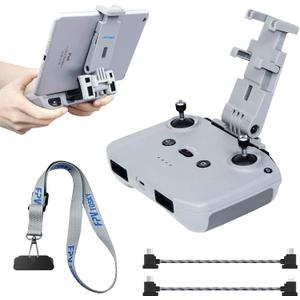 No Disassembly Tablet Holder for DJI Flip/Neo/Mini 4K/ 2 SE/Air 3/ Mini 5/4/ 3 Pro, 7-12 Inch Foldable iPad Mount Holder Pack of Lanyard and 2 Cables, Fits DJI RC-N1/RC-N2/RC-N3 Accessories