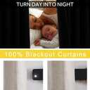 NICETOWN 100% Blackout Oatmeal Curtains 108 inches Long 2 Panels, Pinch Pleated Linen Blend Curtains with Hooks Thermal Sound Reducing Window Treatments for Bedroom/Living Room, W34 x L108