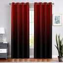 BSPPTI Abstract Curtains for Bedroom 42x84inch Ombre Window Curtain Red and Black Blackout Curtains Insulated Room Darkening Window Drapes for Living Room 2 Panels