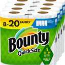 Bounty Quick Size Paper Towels, White, 8 Family Rolls = 20 Regular Rolls (Packaging May Vary) (8 Rolls (107 Sheets each)