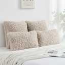 FUTEI Pack of 2 Decorative Throw Pillow Covers 20x20 Inch,Soft Fluffy Faux Wool Fur Boucle Textured Cushion Case,Modern Home Decor for Couch Bed Living Room Office,Beige