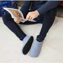 LEMZONE Men's Cozy Slipper Socks with Non Slip Grippers, Winter Soft Sole Indoor Fleece Sherpa Lining Sock Shoes Christmas Gifts