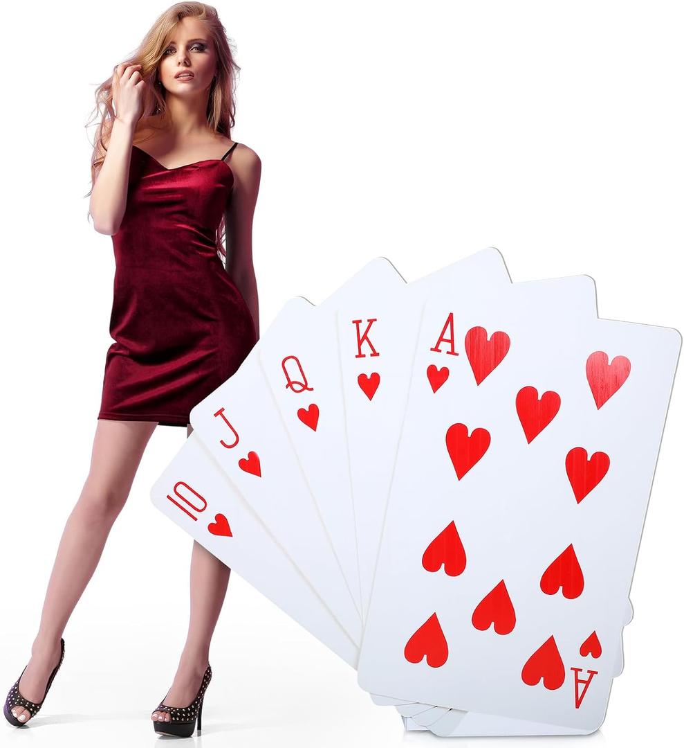 Geelin 1 Pcs 4 ft Casino Night Vegas Party Game Theme Party Decoration Poker Flush Cardboard Stand-up Cutout Freestanding Casino Photo Prop for Poker Night Parties Decoration