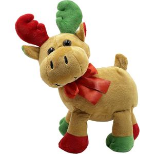 The Dreidel Company Christmas Santa Moose, Plush Belly Buddy, 8" Inch Plush Stuffed, Super Soft and Cuddly Toy, Classroom Decorations, Boys and Girls