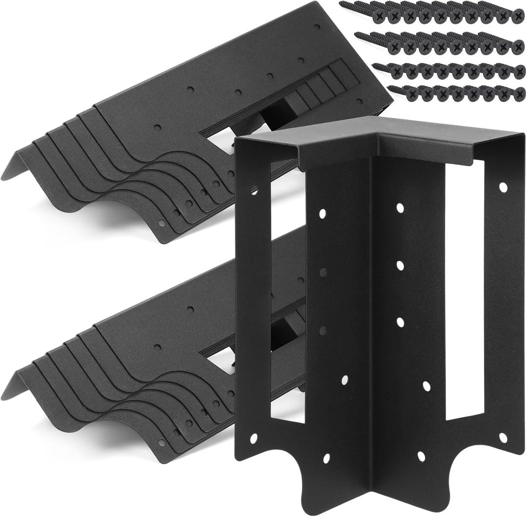 12 Pack Raised Garden Bed Corner Brackets with Securing Lip Fits Lumber up to 2" x 12" Metal Garden Corner Bracket for Wood Frame Bed 4.7" L x 2" W x 10.5" H (Black)