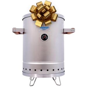 Universal Portable Charcoal Smoker (6 lb) Capacity, Stainless Steel Barrel Smoker Grill Combo, Vertical BBQ Smoker with Thermometer & Airflow Control, for Camping, Backyard, Tailgating