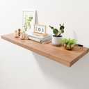 36 Inch Solid Oak Floating Shelves for Wall - Natural Wood 12 Inch Deep Wall Shelf, Rustic Display Shelf Wall Mounted, Hanging Wall Shelf Decoration for Bedroom, Bathroom, Living Room