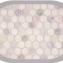 FRESHMINT Marble Bath Mat Soft Round Bathroom Mat Non-Slip Quick Dry Bath Rugs Thin Washable Shower Floor Mats with Super Water Absorbent Layer & Rubber Backing, 20"x32"