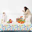 3Pcs Alphabet Plastic Tablecloth, 54 x 108 Inch Educational ABC Alphabet Party Table Cover for Early Learning, Boys and Girls Birthday Party Supplies