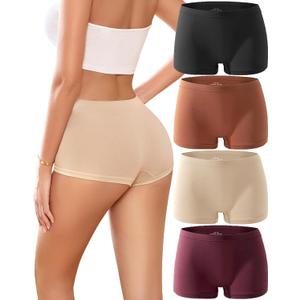 Boy Shorts Underwear for Women Seamless Boxer Shorts Underwear Soft Stretch Boyshort Panties (4 Pack, XL)