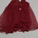Lilosy Sexy Polka Dots Mesh Sheer Lace Babydoll Chemise Lingerie Set Floral Sleep Wear (Burgundy Red, XL)