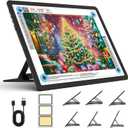 Heanolier Rechargeable A4 Light Board with Stand, 7100Lux Super Bright Magnetic Light Pad with Side Buttons, Wireless Light Box for Tracing, LED Light Table for Diamond Painting,Sketching,Drawing