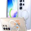 TORRAS 360° Spin Magnetic Stand for Samsung Galaxy S25 Ultra Case, Fit for Magsafe, Military Grade Slim Hard PC Protective S25 Ultra Clear Case with Kickstand & Ring Holder, Ostand Spin, Clear