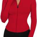 LUYAA Women's Workout Jacket Lightweight Zip Up Yoga Jacket Cropped Athletic Slim Fit Tops Medium