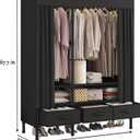 Portable Closets for Hanging Clothes,Clothes Rack with Cover,Portable Wardrobe Closet with 1 Hanging Rods, 2 Storage Shelves and 3 Drawers,43.3" L x 17.7" W x 67.7" H, Black