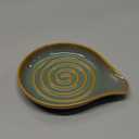 LAUCHUH Spoon Rest for Kitchen Counter,5" Spoon Holder for Kitchen Counter Stove Top Ceramic Spatula Holder for Ladle, Spatula, Spoons or Tongs, Christmas Decor, Unique Green