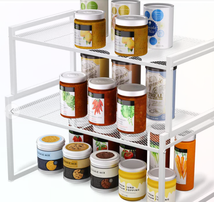 BlisXybion Set of 2 Cabinet Organizers 12.8''W 44 LBS Load Capacity Heavy Duty Kitchen Pantry Shelves Counter Countertop Storage Racks