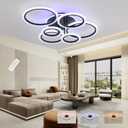 Modern LED Ceiling Light,Dimmable Ceiling Lights for Bedroom,70W Flush Mount Ceiling Light,6 Rings Lighting Fixture LED Ceiling Lamp for Kitchen,Living Room,Laundry Room,3000-6000K,Black