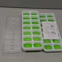 Ice Cube Tray with Lid, 4 Packs 56 Cubes Durable Stackable Ice Cube Trays for Freezer with Removable Lids, Easy-Release Plastic & Silicone Ice Tray for Cocktail, Coffee (Blue)