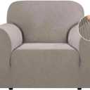 Flamingo P High Stretch Sofa Slipcover Non Slip Armchair Cover for Living Room Washable Pet Furniture Protector Covers with Elastic Bottom, Thick Jacquard Fabric (Small, Taupe)