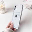 NITITOP Compatible with iPhone 12 Case Clear with Card Holder Cute Bow Knot Love Heart Design for Women Girls Soft TPU Shockproof Wallet Case Protective Phone Cover - White