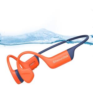Bone Conduction Sports Headphones - IPX8 Waterproof Open-Ear Swimming Headphones, Bone Conduction Bluetooth 5.4 Wireless Earphones for Workouts and Running, Built-in Mic & 32GB MP3 Player (Orange)