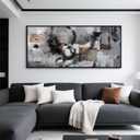 Pogusmavi Large Wall Art Abstract Black And Grey Canvas Wall Art Living Room Paintings Decorations Modern Wall Decor for Bedrooms Framed Artwork for Walls (70"L x 31"W)