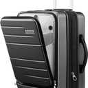 LUGGEX Carry On Luggage 22x14x9 Airline Approved, Expandable Polycarbonate Suitcase with Front Pocket (Charcoal Metallic, 20 Inch, 35L)